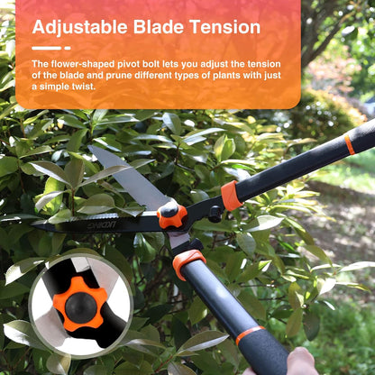 Lightweight Hedge Shears Manual Hedge Clippers for Trimming Borders Topiaries Boxwood and Decorative Grasses, 21 Inch Carbon Steel Bush Cutter