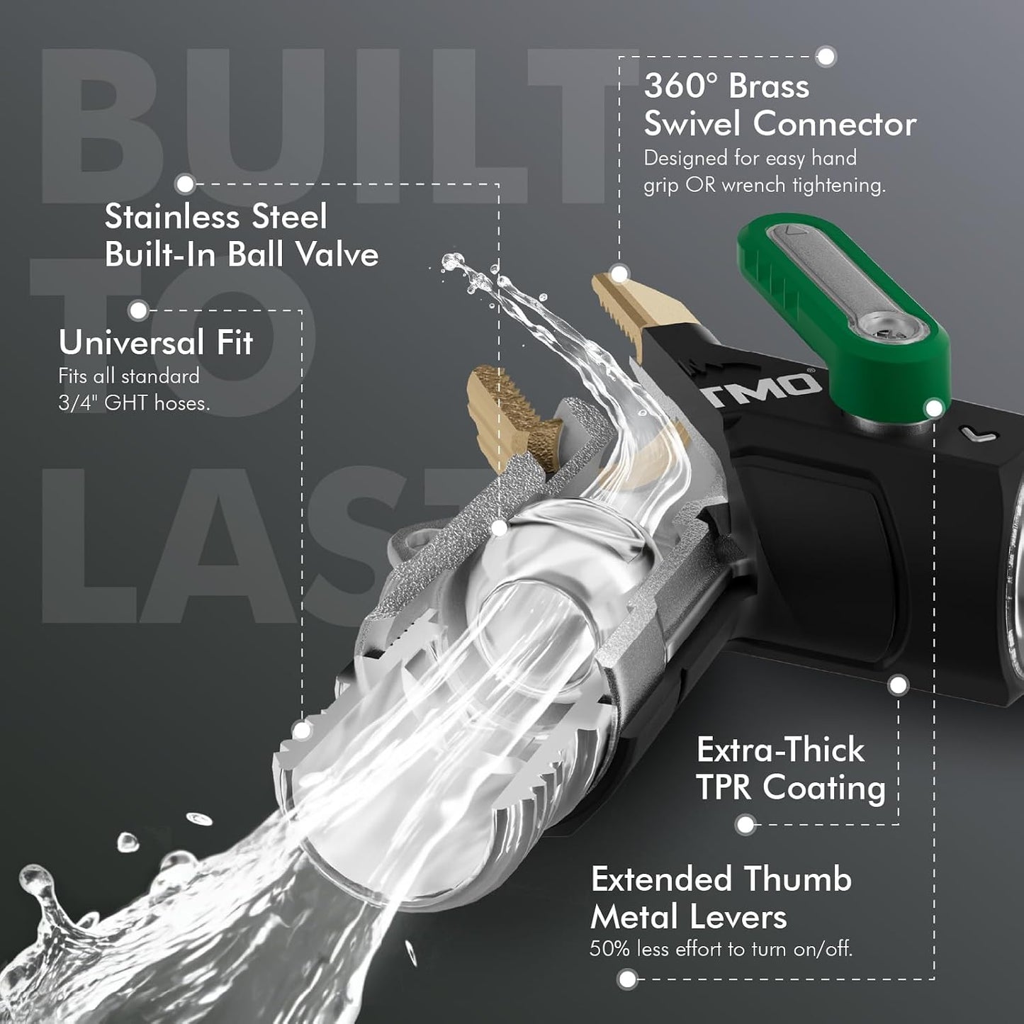 2 Way Garden Hose Splitter Heavy Duty Full Metal Body