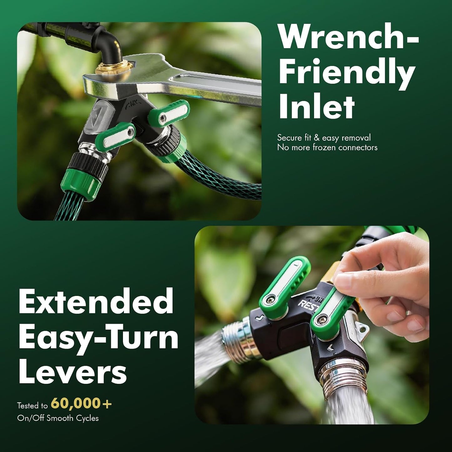 2 Way Garden Hose Splitter Heavy Duty Full Metal Body