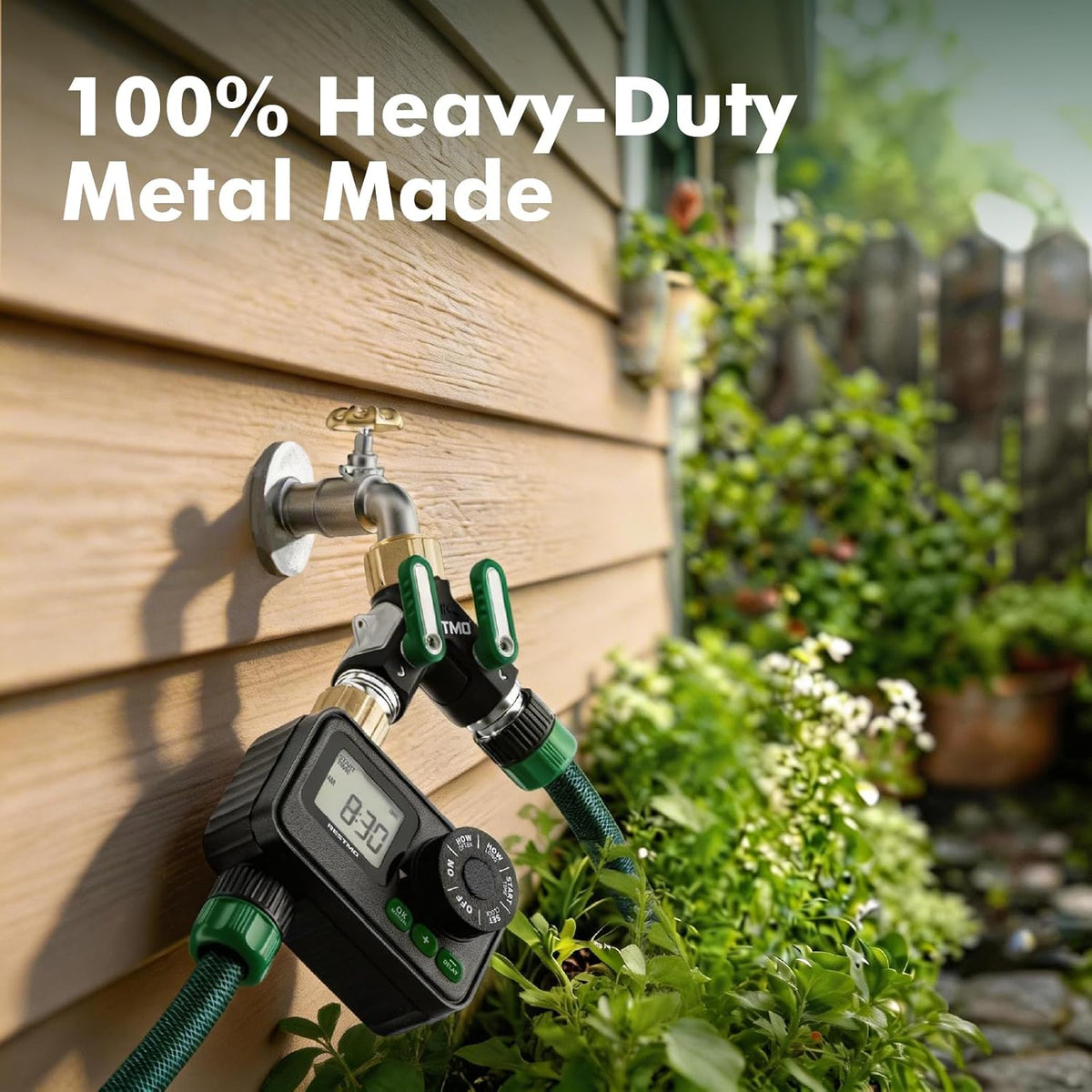 2 Way Garden Hose Splitter Heavy Duty Full Metal Body