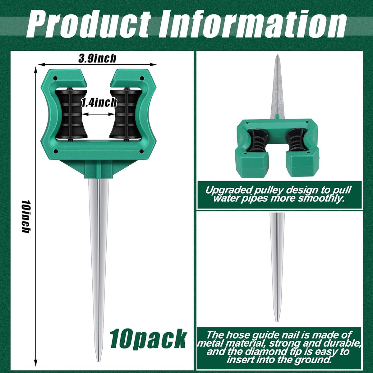 10 Pcs Hose Guides for Garden Heavy Duty Hose Stakes 10 Inch