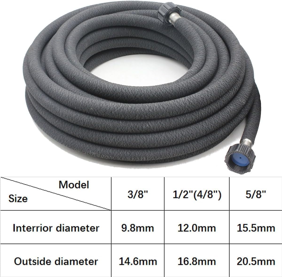 5/8" Soaker Hose 25 ft Round Rubber Garden Soaker Hoses, Heavy Duty Drip Hose for Watering Irrigation, Water Seeper Soaker Hoses for Garden, Lawn and Plants