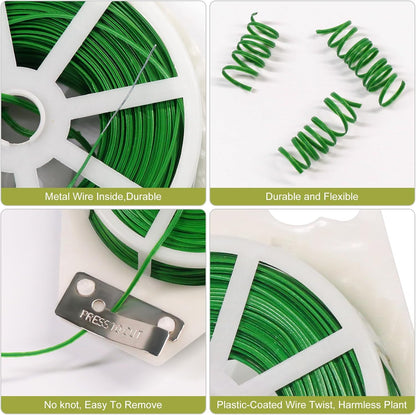 Plant Ties,656FT/200m Green Garden Twist Ties with Cutter for Gardening Plants Growth and Care,Plant Garden Twine Wires for Office Home Cable Organization (656 Feet / 200 Meters(1 Roll))