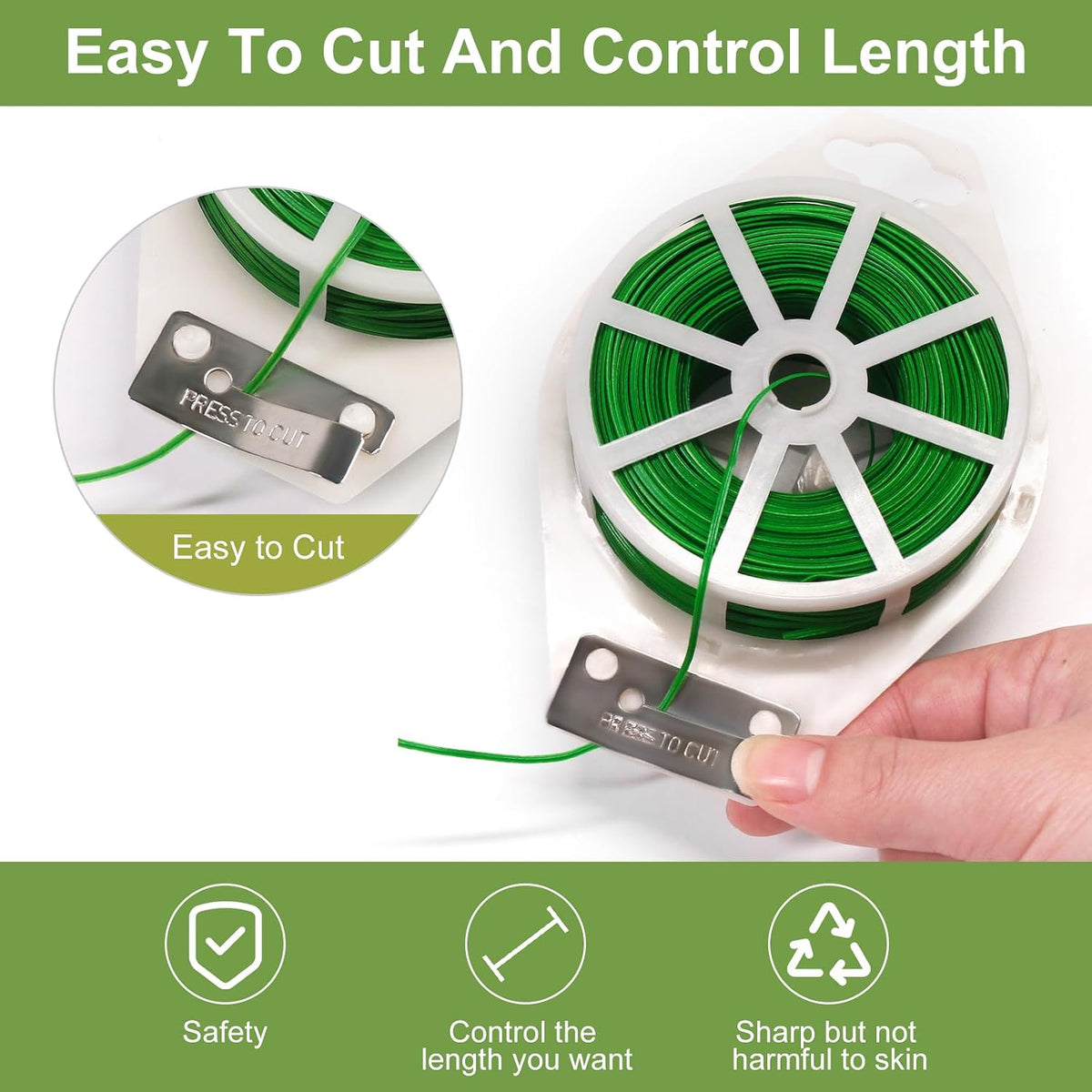 Plant Ties,656FT/200m Green Garden Twist Ties with Cutter for Gardening Plants Growth and Care,Plant Garden Twine Wires for Office Home Cable Organization (656 Feet / 200 Meters(1 Roll))