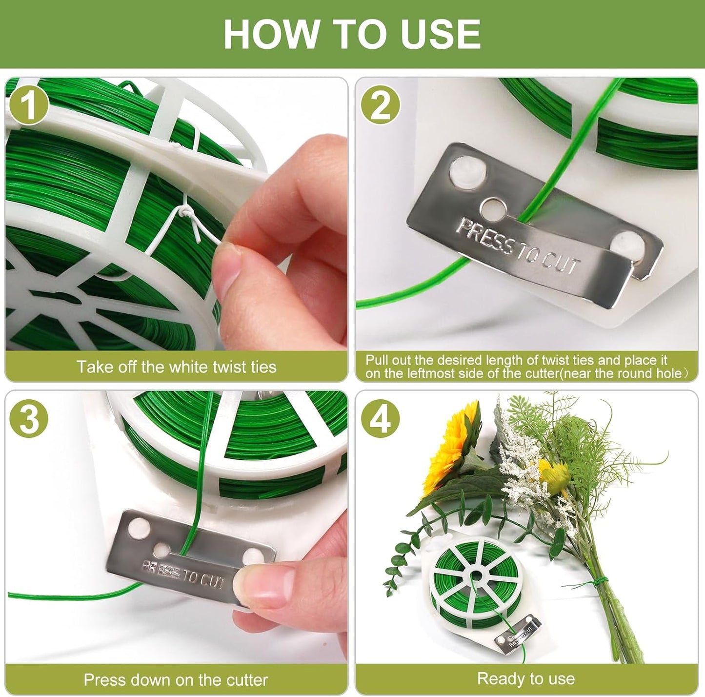 Plant Ties,656FT/200m Green Garden Twist Ties with Cutter for Gardening Plants Growth and Care,Plant Garden Twine Wires for Office Home Cable Organization (656 Feet / 200 Meters(1 Roll))