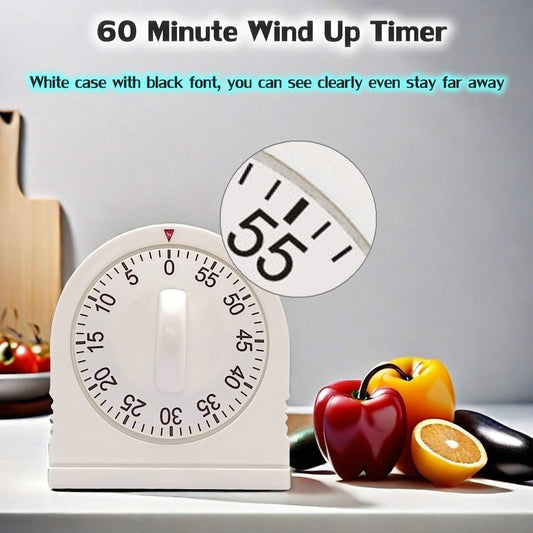 60 Minute Wind Up Timer, Visual Mechanical Timer with Loud Alarm, Manual Countdown Timers for Classroom, Home, Study and Cooking (2 Pack)