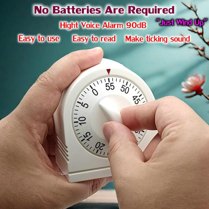 60 Minute Wind Up Timer, Visual Mechanical Timer with Loud Alarm, Manual Countdown Timers for Classroom, Home, Study and Cooking (2 Pack)