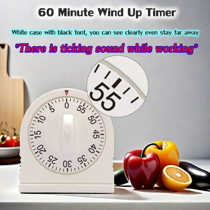 60 Minute Wind Up Timer, Visual Mechanical Timer with Loud Alarm, Manual Countdown Timers for Classroom, Home, Study and Cooking (2 Pack)