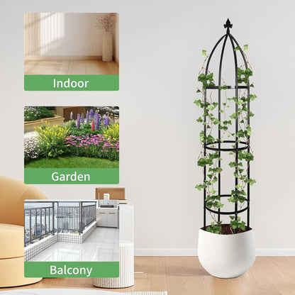 Garden Obelisk Trellis for Climbing Plants Outdoor 6.3 Feet Tall Rose Heavy Duty Metal Trellis Plant Support for Vines Clematis Flowers, Bronze