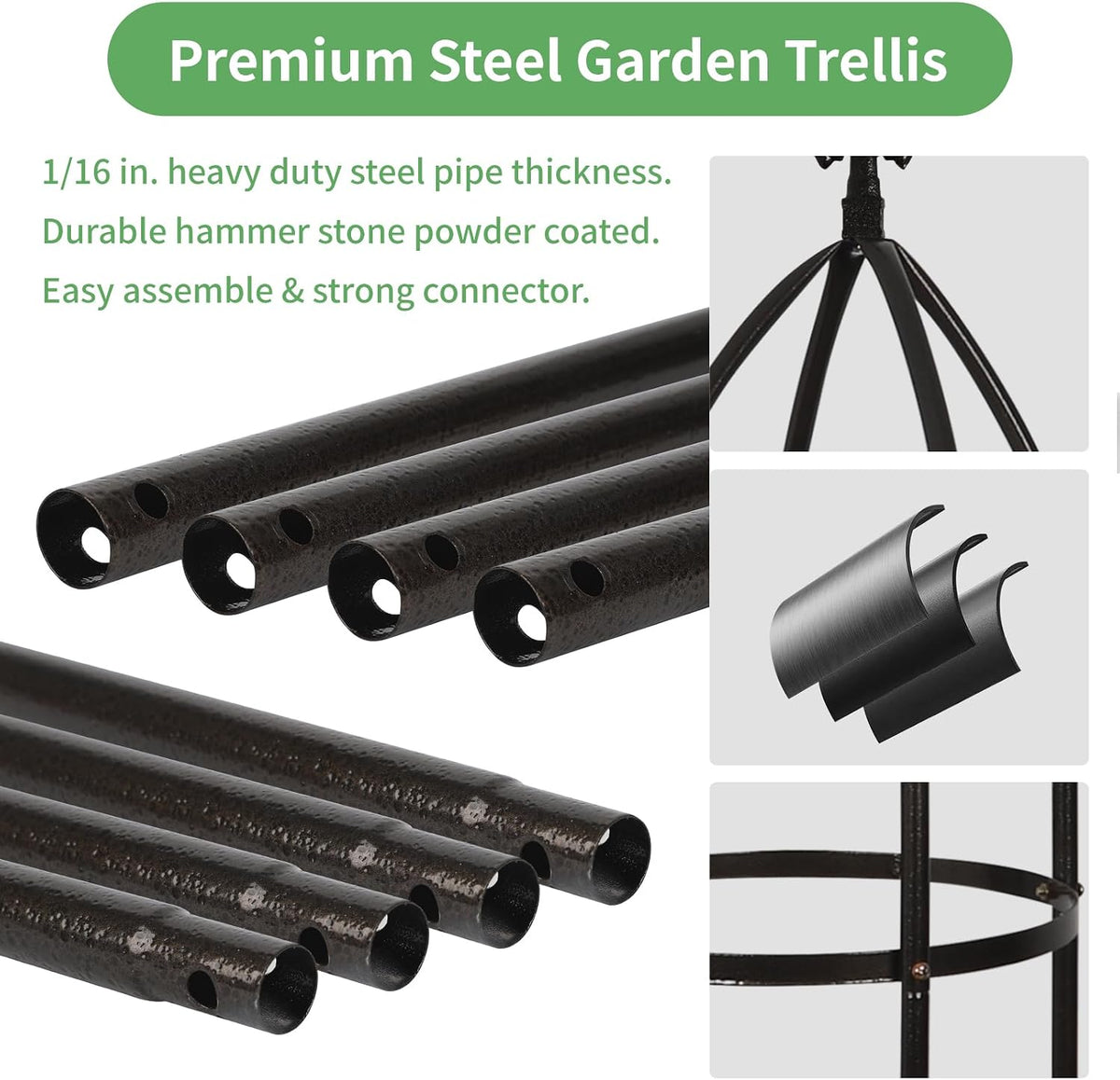 Garden Obelisk Trellis for Climbing Plants Outdoor 6.3 Feet Tall Rose Heavy Duty Metal Trellis Plant Support for Vines Clematis Flowers, Bronze