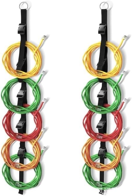 Cord Storage Straps for Garage: 2 Pcs Heavy Duty Wrap It for Extension Cords - Hanging Buckle Strap with 5 Hooks for Vertical Space for Hose - Cable Organizer for Men Shed
