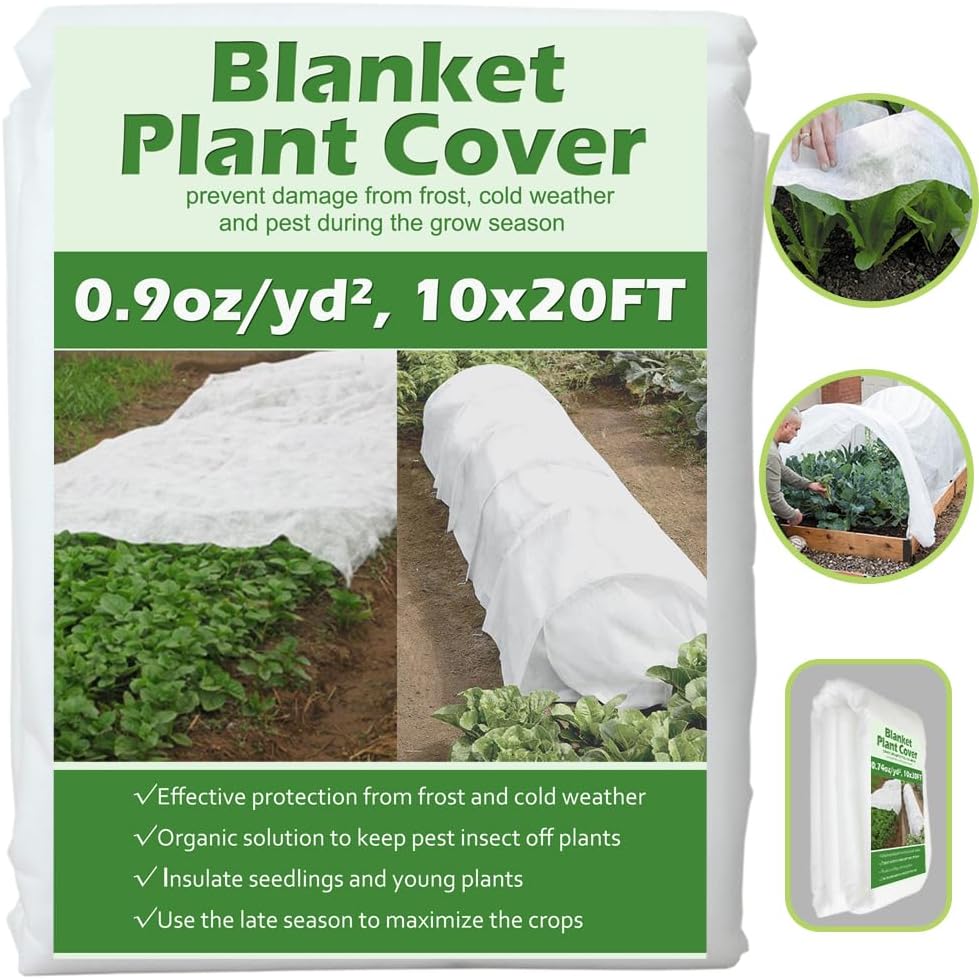 Plant Covers Freeze Protection 10 ft x 30 ft Floating Row Cover 0.9oz/yd² Garden Fabric Plant Cover for Winter Frost/Sun Pest Protection (10FT X 30FT)