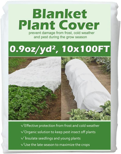 Plant Covers Freeze Protection 10 ft x 30 ft Floating Row Cover 0.9oz/yd² Garden Fabric Plant Cover for Winter Frost/Sun Pest Protection (10FT X 30FT)