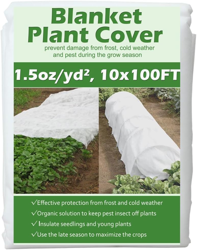Plant Covers Freeze Protection 10 ft x 30 ft Floating Row Cover 0.9oz/yd² Garden Fabric Plant Cover for Winter Frost/Sun Pest Protection (10FT X 30FT)