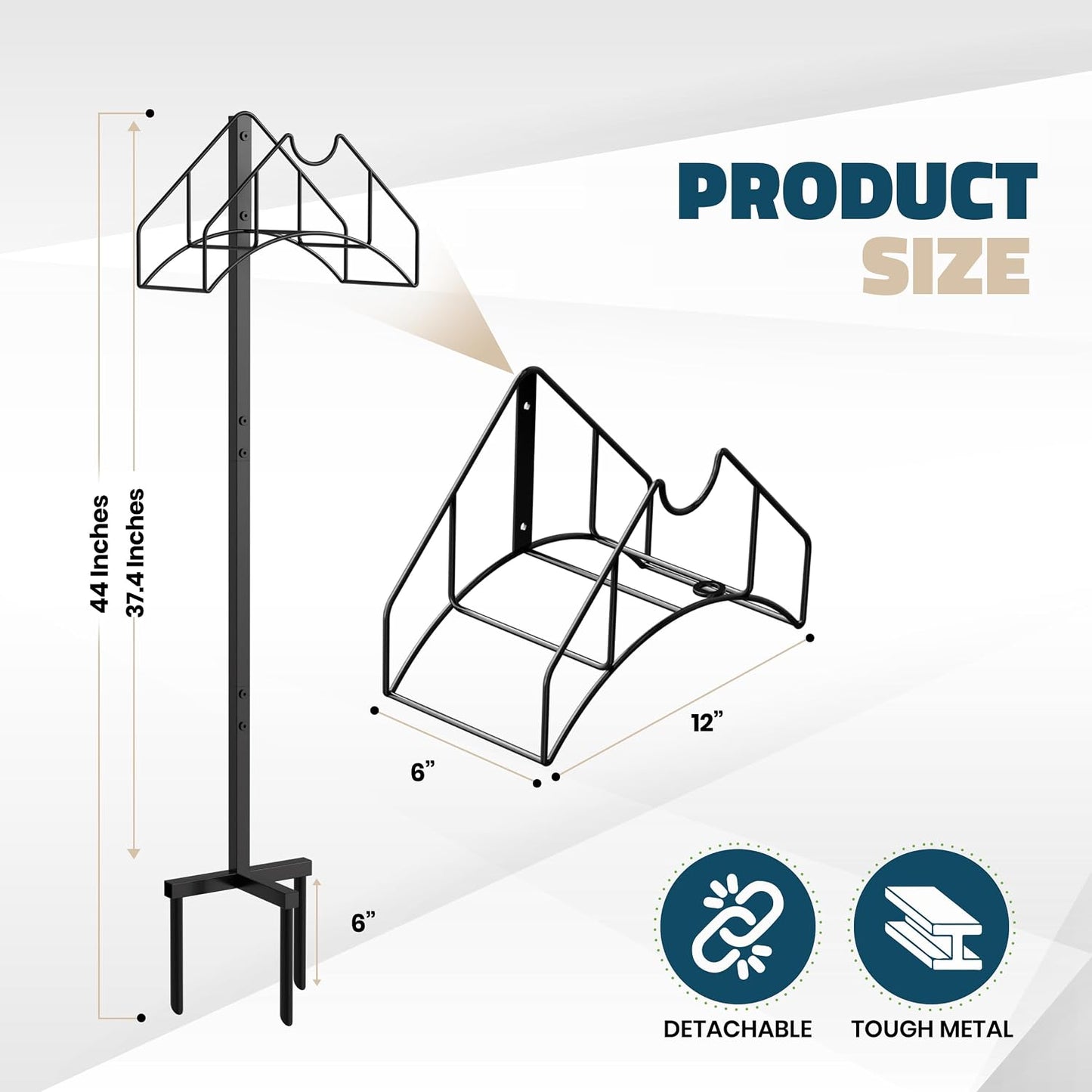 Freestanding Garden Hose Holder, 150 ft, Black