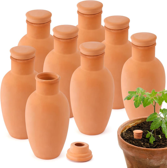 Ollas 8pcs 3.1 * 6inch Watring Can Pot Terracotta Self Watering Planter Insert Vacation Plant Care Olla Watering Terra Cotta Clay Irrigation Globes