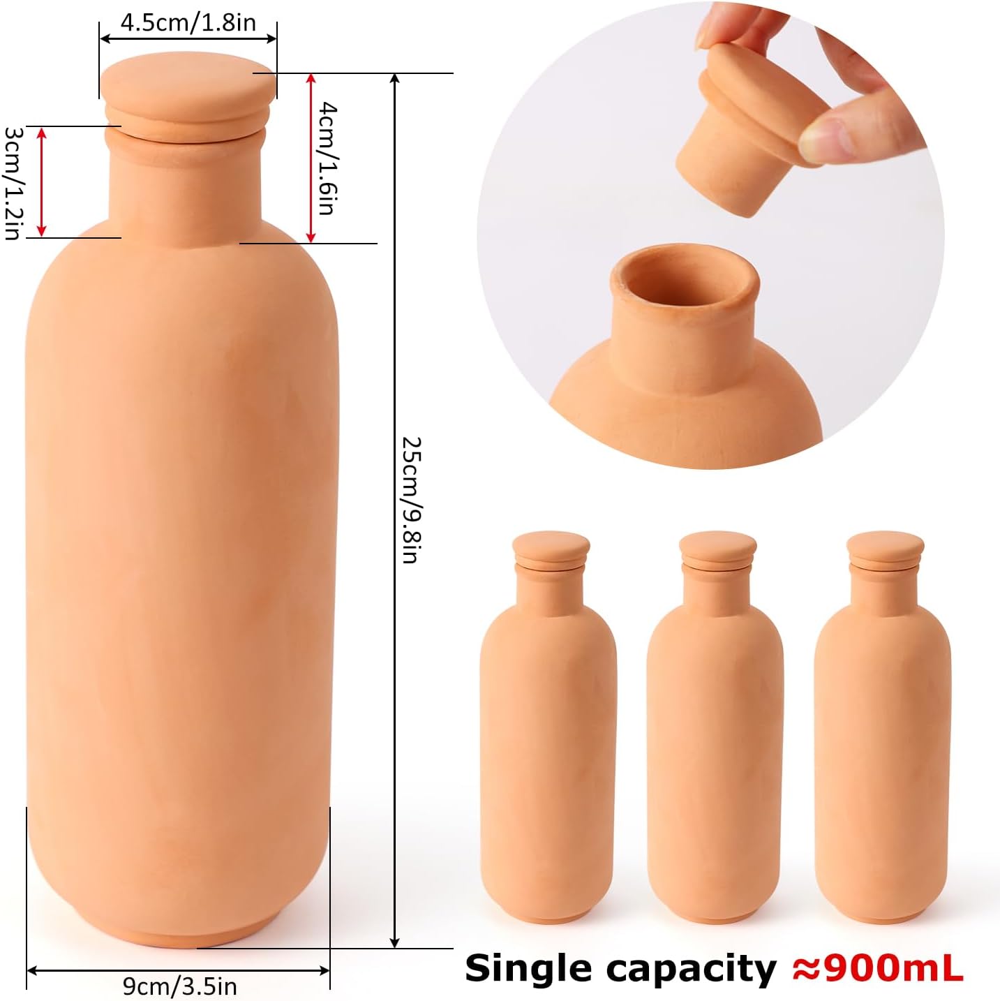Ollas 8pcs 3.1 * 6inch Watring Can Pot Terracotta Self Watering Planter Insert Vacation Plant Care Olla Watering Terra Cotta Clay Irrigation Globes