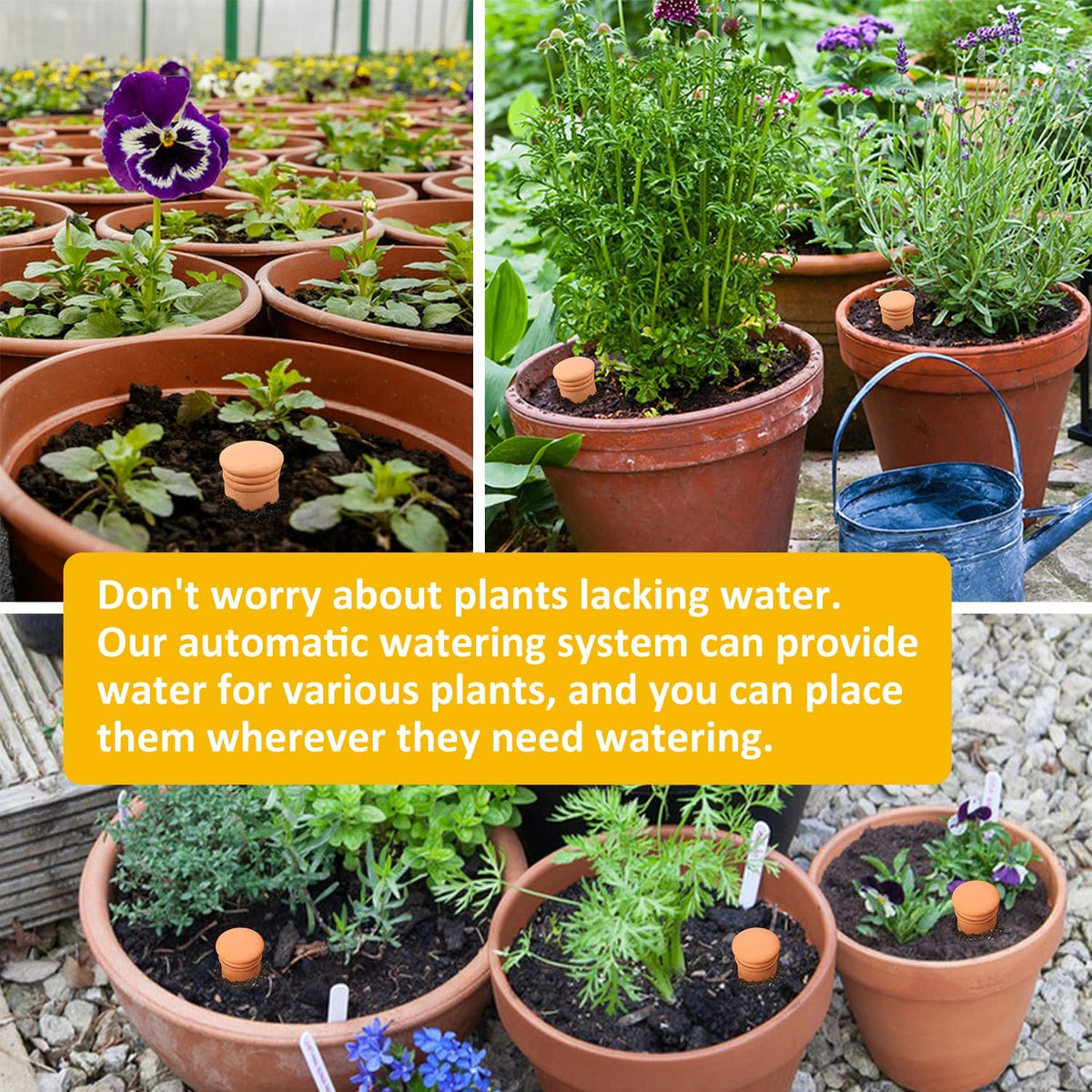 Ollas 8pcs 3.1 * 6inch Watring Can Pot Terracotta Self Watering Planter Insert Vacation Plant Care Olla Watering Terra Cotta Clay Irrigation Globes
