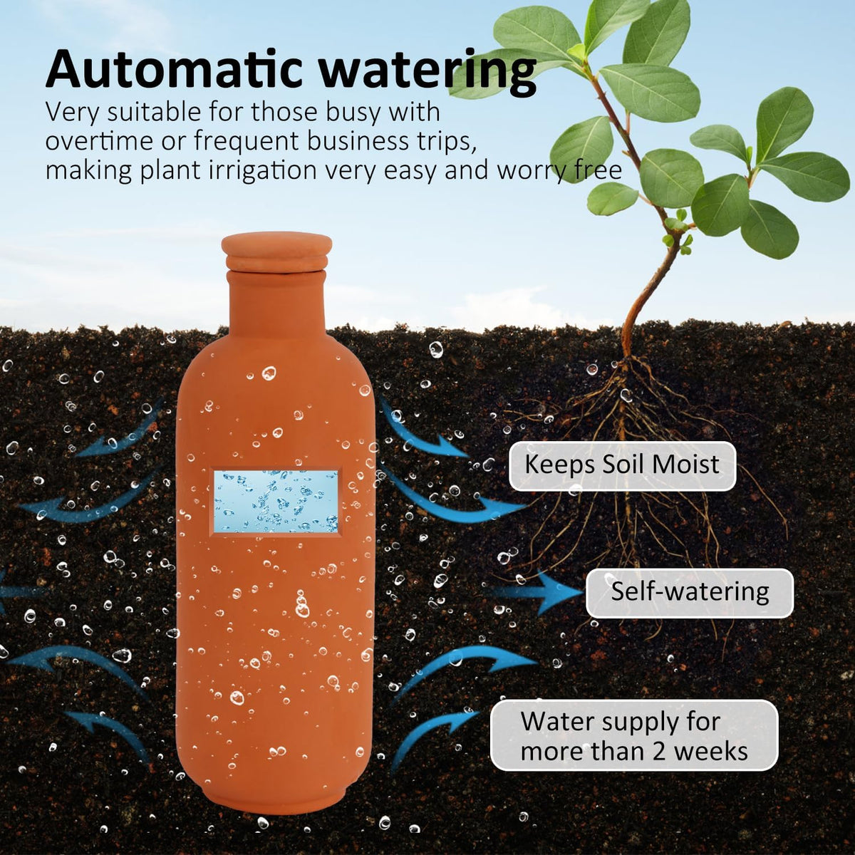 Ollas 8pcs 3.1 * 6inch Watring Can Pot Terracotta Self Watering Planter Insert Vacation Plant Care Olla Watering Terra Cotta Clay Irrigation Globes