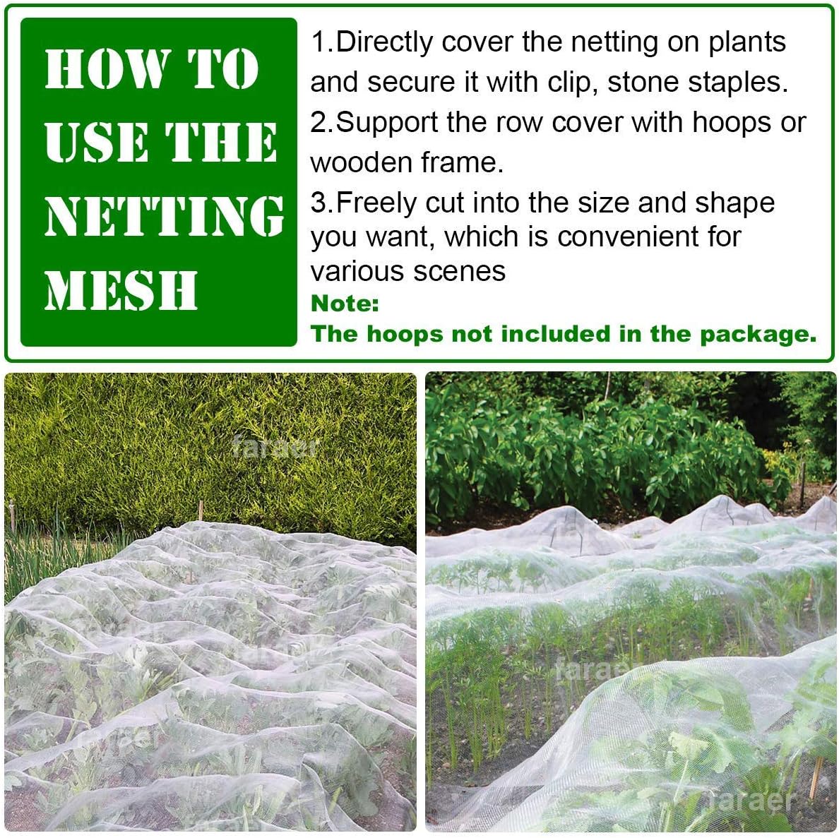 10ftx33ft Garden Netting with Plant Covers Frost Protections Row Floating Covers for Veggie Garden