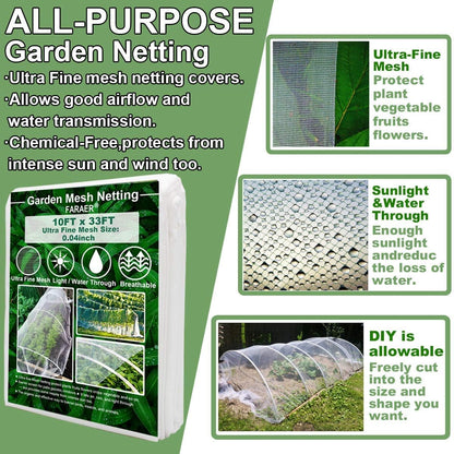 10ftx33ft Garden Netting with Plant Covers Frost Protections Row Floating Covers for Veggie Garden