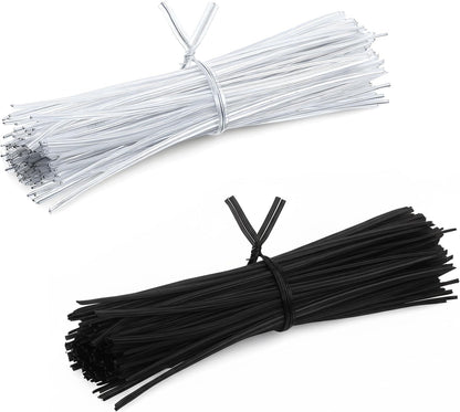 200 Pcs Twist Ties for Plastic Bags 4 inch Bag Tie Twists Reusable Plant Ties for Indoor Plants Metal Bread Tie for Plastic Coffee Bags, Gift Wrapping, Crafts, Plants (Clear and Black)