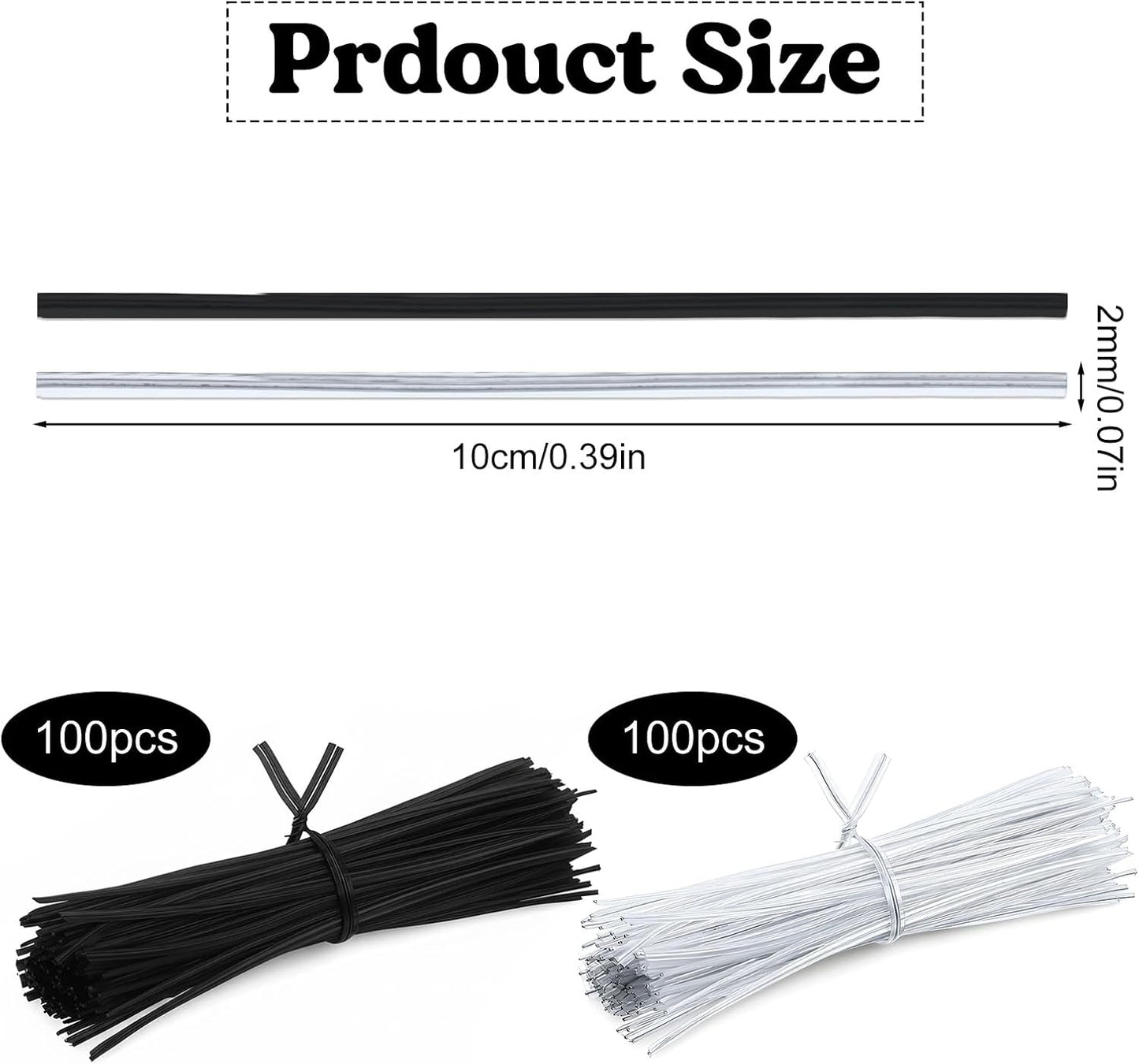 200 Pcs Twist Ties for Plastic Bags 4 inch Bag Tie Twists Reusable Plant Ties for Indoor Plants Metal Bread Tie for Plastic Coffee Bags, Gift Wrapping, Crafts, Plants (Clear and Black)