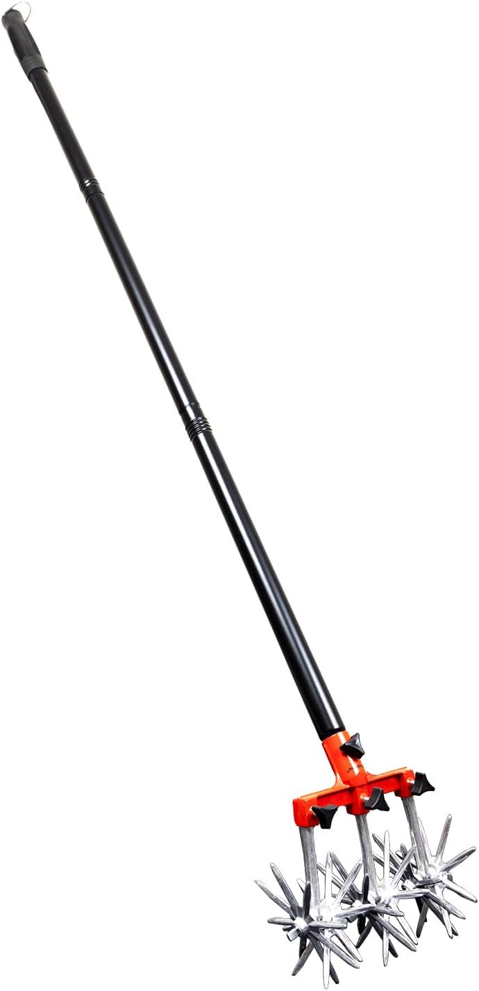 Garden Rotary Adjustable Cultivator Hand Tiller Tool for Aerating Planting
