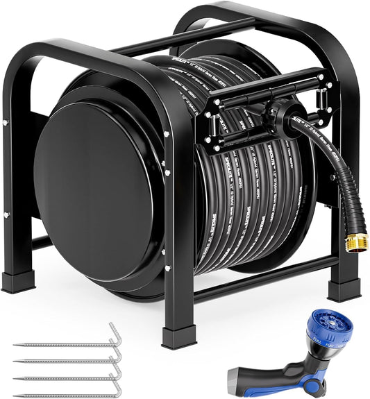 Retractable Hose Reel with 1/2'' x 100FT Water Pipe, 1200 PSI