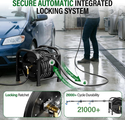 Retractable Hose Reel with 1/2'' x 100FT Water Pipe, 1200 PSI