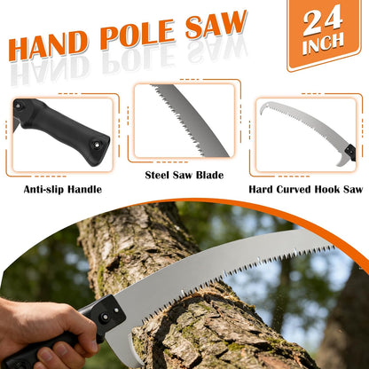 26FT Reach Pole Saws for Tree Trimming, Pole Saw with 5-20FT Telescoping Extension Pole, Pruning Saw with 24" 3X Detachable Saw, Non-Slip Handle, Tree Trimmer for Garden Yard Palms Shrubs