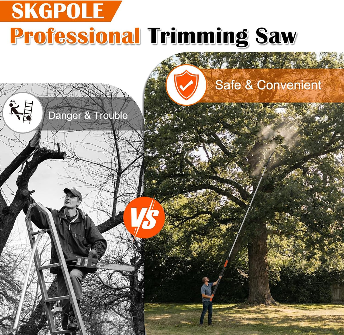 26FT Reach Pole Saws for Tree Trimming, Pole Saw with 5-20FT Telescoping Extension Pole, Pruning Saw with 24" 3X Detachable Saw, Non-Slip Handle, Tree Trimmer for Garden Yard Palms Shrubs