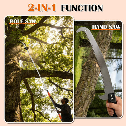 26FT Reach Pole Saws for Tree Trimming, Pole Saw with 5-20FT Telescoping Extension Pole, Pruning Saw with 24" 3X Detachable Saw, Non-Slip Handle, Tree Trimmer for Garden Yard Palms Shrubs