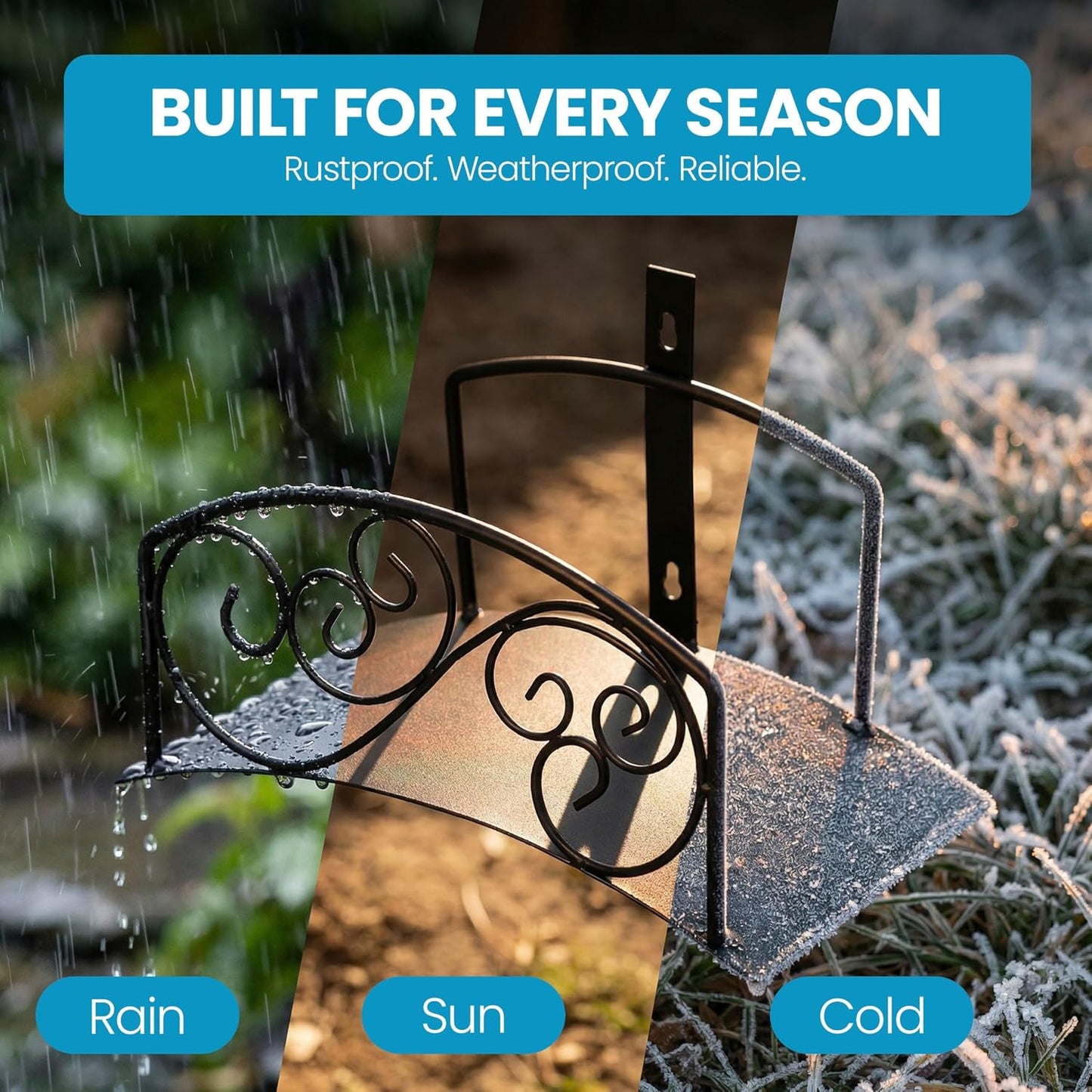 Metal Wall-Mount Classic Swirl Hose Holder Heavy-Duty Outdoor Hanger and Water Hose Organizer with Sturdy Reel Hooks & Screws for Yard Lawn Garden Patio Landscaping and Home Use, Bronze