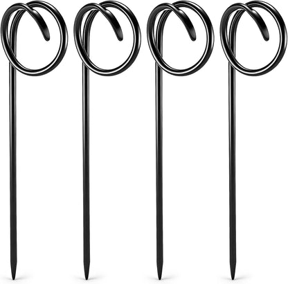 4 Pcs Garden Hose Guide Spike 14 Inch Heavy Duty Metal Hose Support Spike Iron Decorative Garden Stakes Protector to Keeps Flower Beds Plant Yard Lawn