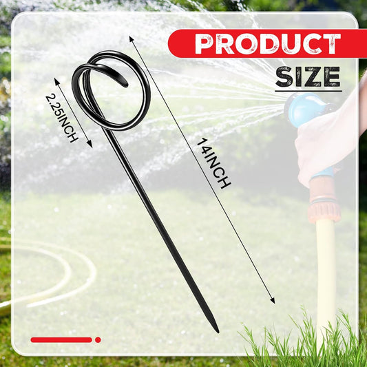 4 Pcs Garden Hose Guide Spike 14 Inch Heavy Duty Metal Hose Support Spike Iron Decorative Garden Stakes Protector to Keeps Flower Beds Plant Yard Lawn
