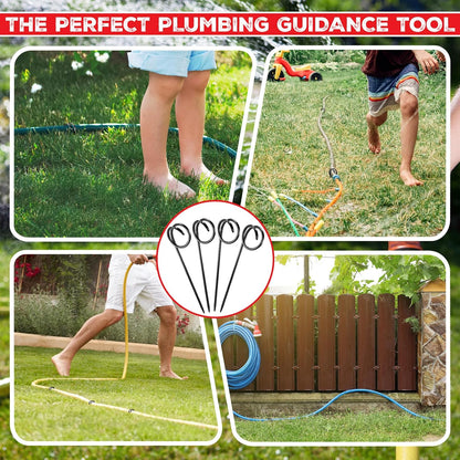 4 Pcs Garden Hose Guide Spike 14 Inch Heavy Duty Metal Hose Support Spike Iron Decorative Garden Stakes Protector to Keeps Flower Beds Plant Yard Lawn