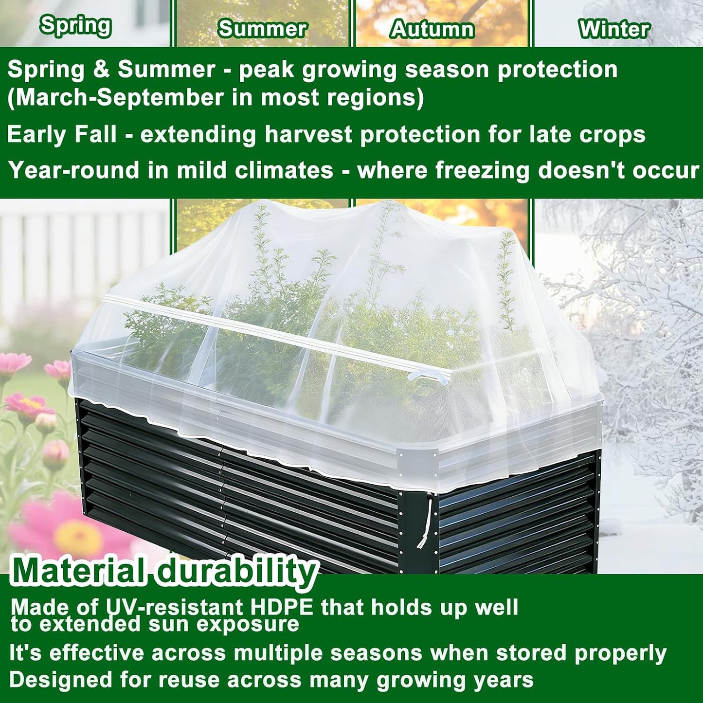 2 Pack Garden Netting for Raised Beds, Fine Mesh Bird Netting Barrier Screen with Zipper Drawstring Garden Bed Plant Cover for Protect Vegetable Fruits Crop from Animals Pest Insect, 2.3×2.3×2Ft
