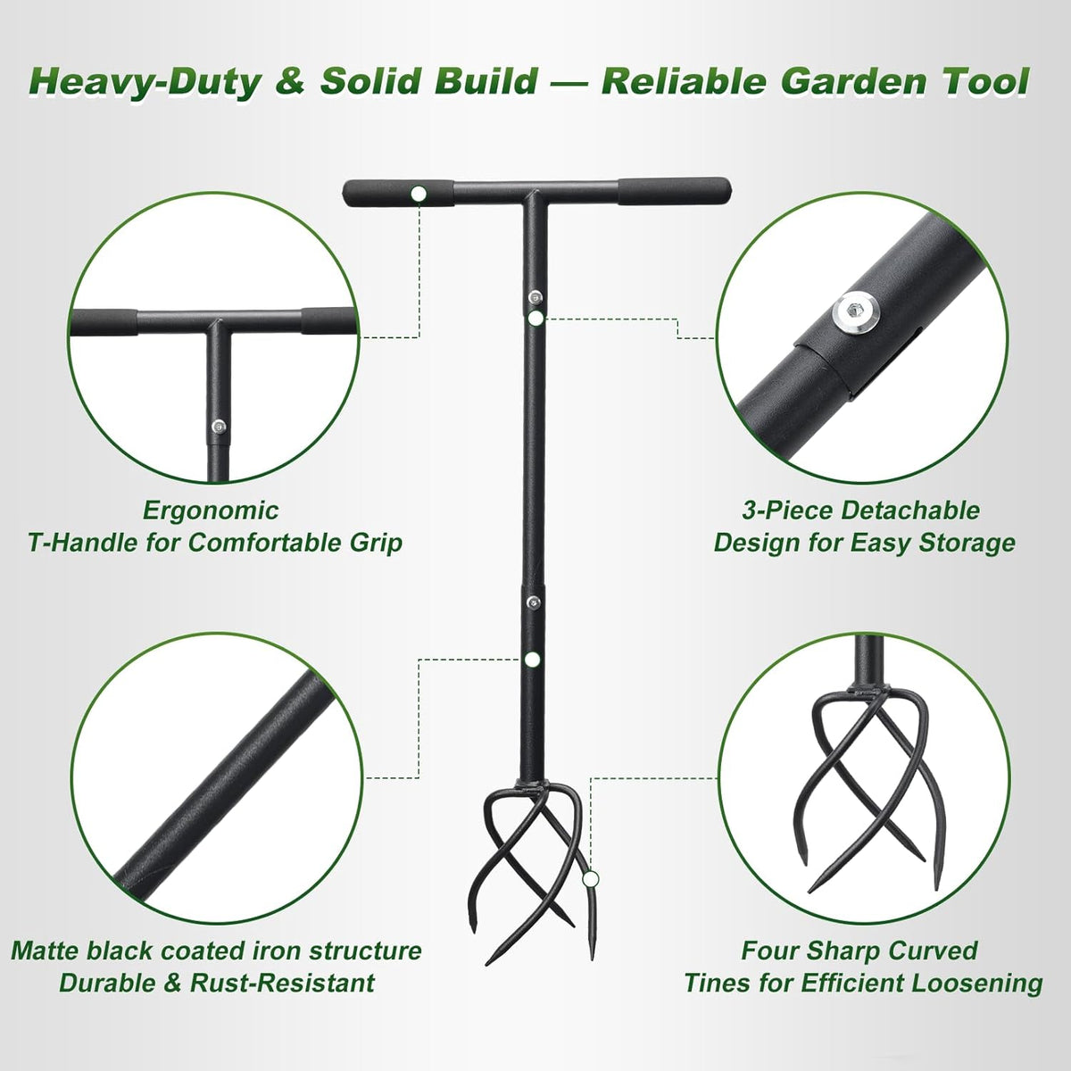 Hand Tiller Garden Tool 3 Ft Garden Claw Hand Tool Sturdy Garden Hand Tiller for Gardening Labor Saving Twist Tiller for Soil Tillage, Weed Control Lawn Aeration