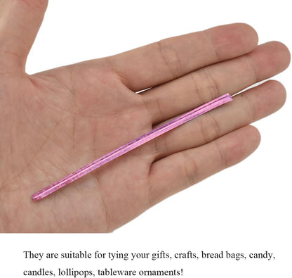 300Pcs 4inches Holographic Pink Metal Twist Ties Bread Candy Coffee Bag Ties Plant Garden Twist Ties for Cellophane Treat Bags Gift Wraping Bags Plastic Bags Party Cake Present Art Crafts