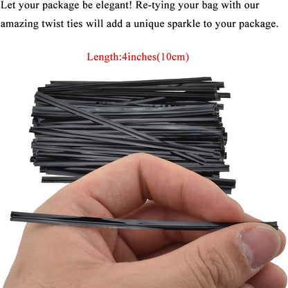 300Pcs 4inches Holographic Pink Metal Twist Ties Bread Candy Coffee Bag Ties Plant Garden Twist Ties for Cellophane Treat Bags Gift Wraping Bags Plastic Bags Party Cake Present Art Crafts