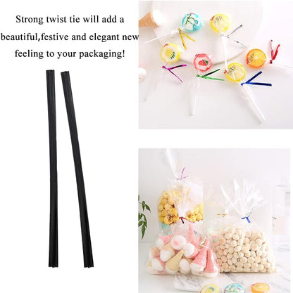 300Pcs 4inches Holographic Pink Metal Twist Ties Bread Candy Coffee Bag Ties Plant Garden Twist Ties for Cellophane Treat Bags Gift Wraping Bags Plastic Bags Party Cake Present Art Crafts