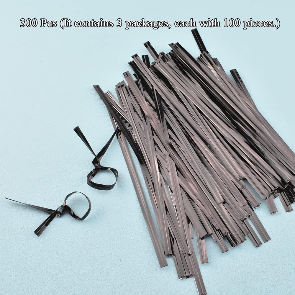 300Pcs 4inches Holographic Pink Metal Twist Ties Bread Candy Coffee Bag Ties Plant Garden Twist Ties for Cellophane Treat Bags Gift Wraping Bags Plastic Bags Party Cake Present Art Crafts