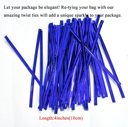 300Pcs 4inches Holographic Pink Metal Twist Ties Bread Candy Coffee Bag Ties Plant Garden Twist Ties for Cellophane Treat Bags Gift Wraping Bags Plastic Bags Party Cake Present Art Crafts