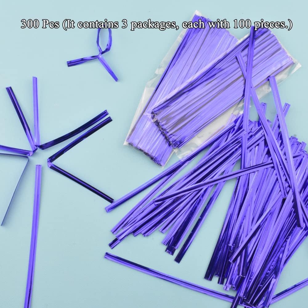 300Pcs 4inches Holographic Pink Metal Twist Ties Bread Candy Coffee Bag Ties Plant Garden Twist Ties for Cellophane Treat Bags Gift Wraping Bags Plastic Bags Party Cake Present Art Crafts