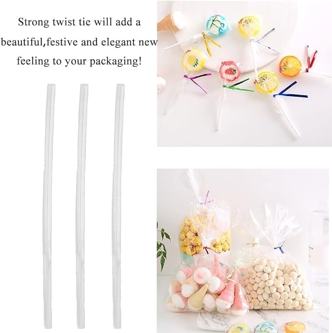 300Pcs 4inches Holographic Pink Metal Twist Ties Bread Candy Coffee Bag Ties Plant Garden Twist Ties for Cellophane Treat Bags Gift Wraping Bags Plastic Bags Party Cake Present Art Crafts