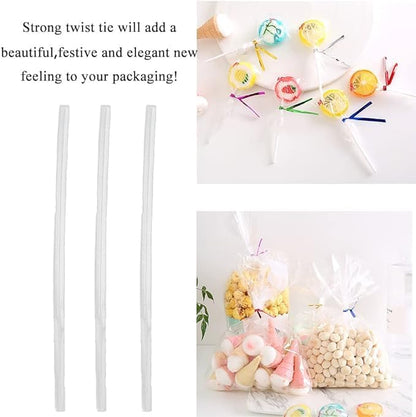 300Pcs 4inches Holographic Pink Metal Twist Ties Bread Candy Coffee Bag Ties Plant Garden Twist Ties for Cellophane Treat Bags Gift Wraping Bags Plastic Bags Party Cake Present Art Crafts