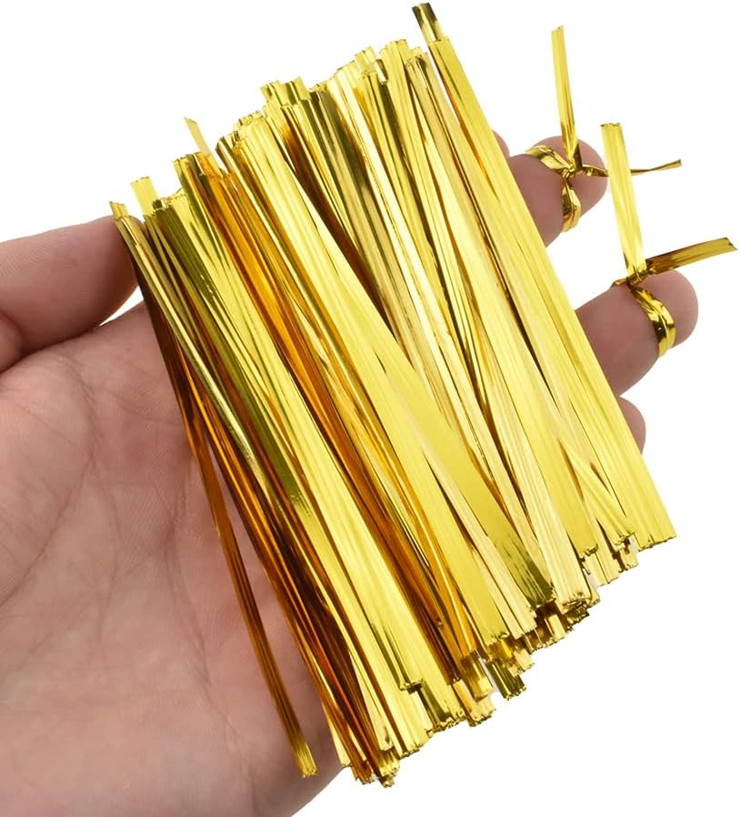300Pcs 4inches Holographic Pink Metal Twist Ties Bread Candy Coffee Bag Ties Plant Garden Twist Ties for Cellophane Treat Bags Gift Wraping Bags Plastic Bags Party Cake Present Art Crafts