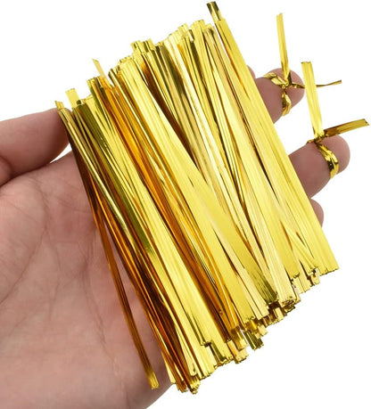 300Pcs 4inches Holographic Pink Metal Twist Ties Bread Candy Coffee Bag Ties Plant Garden Twist Ties for Cellophane Treat Bags Gift Wraping Bags Plastic Bags Party Cake Present Art Crafts