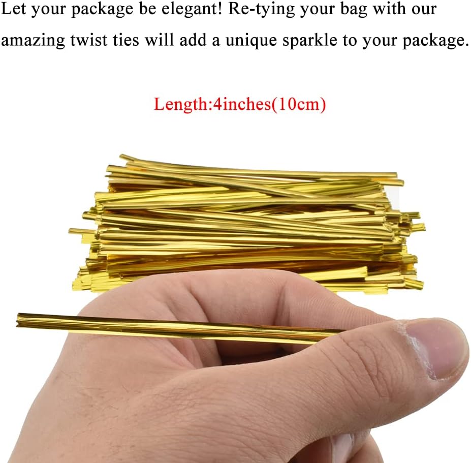 300Pcs 4inches Holographic Pink Metal Twist Ties Bread Candy Coffee Bag Ties Plant Garden Twist Ties for Cellophane Treat Bags Gift Wraping Bags Plastic Bags Party Cake Present Art Crafts